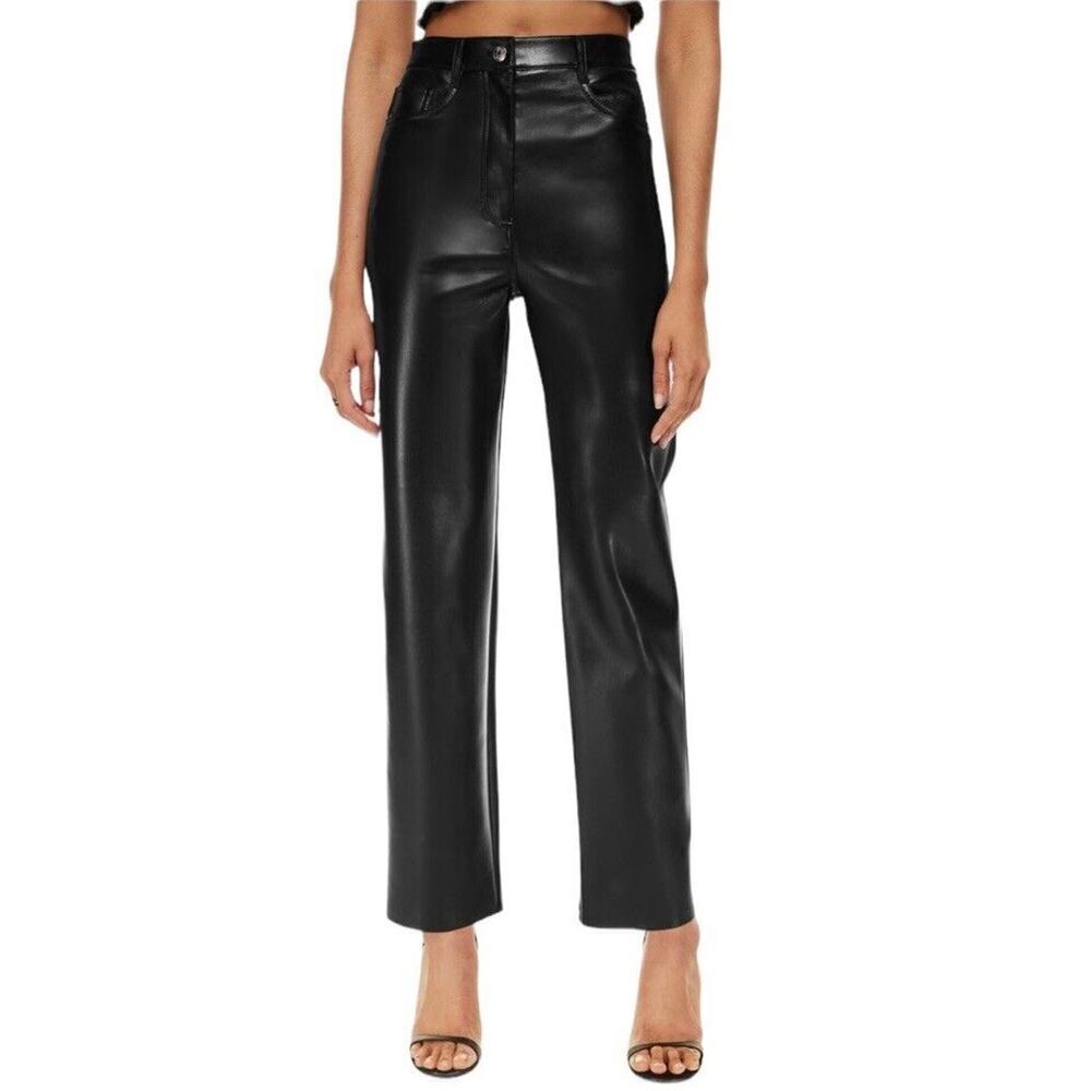 Aritzia Wilfred Women‎ 8 Melina Vegan Leather Pants Black Straight Leg High Rise